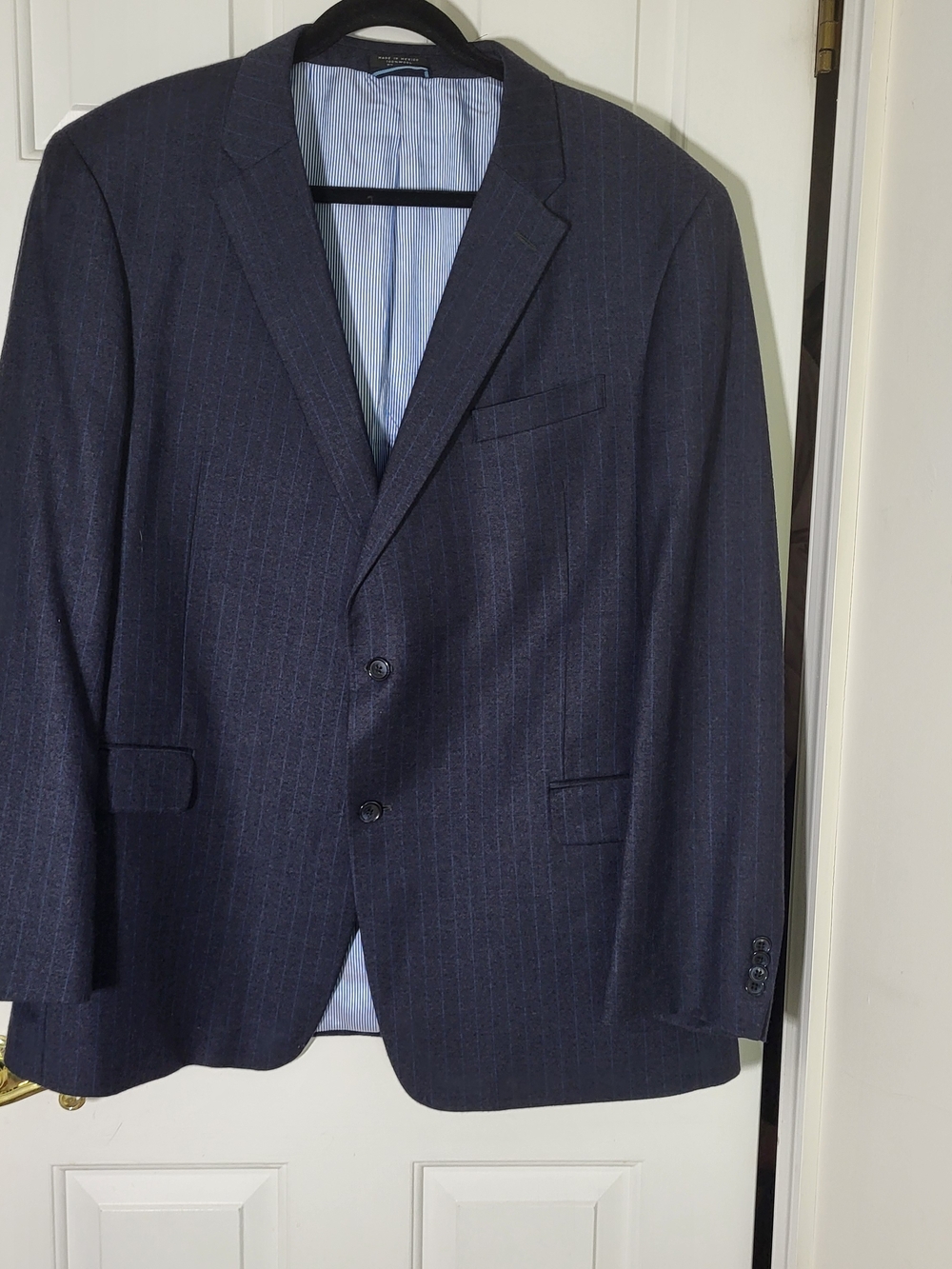 Tommy Hilfiger Navy Pinstripe Two-Button Wool Blazer 48L